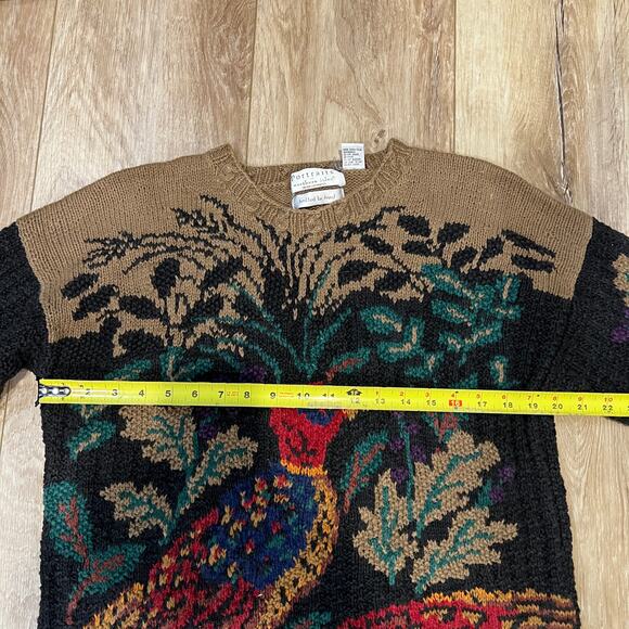 PORTRAITS BY NORTHERN ISLES Women's Pheasant Sweater Hand Knit Bird Size L - Picture 4 of 8